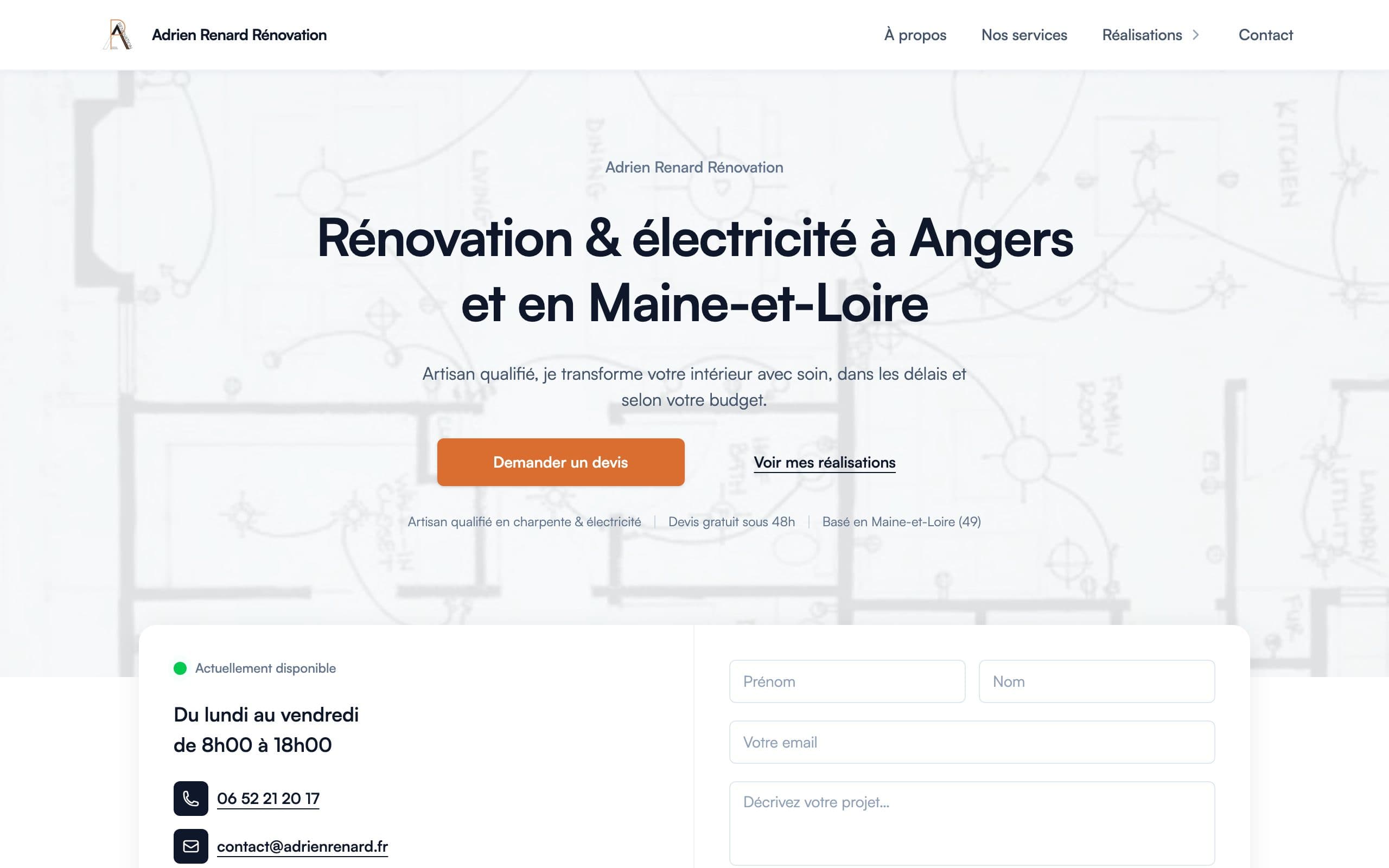 Aperçu de la home du site R.A.R · Adrien Renard