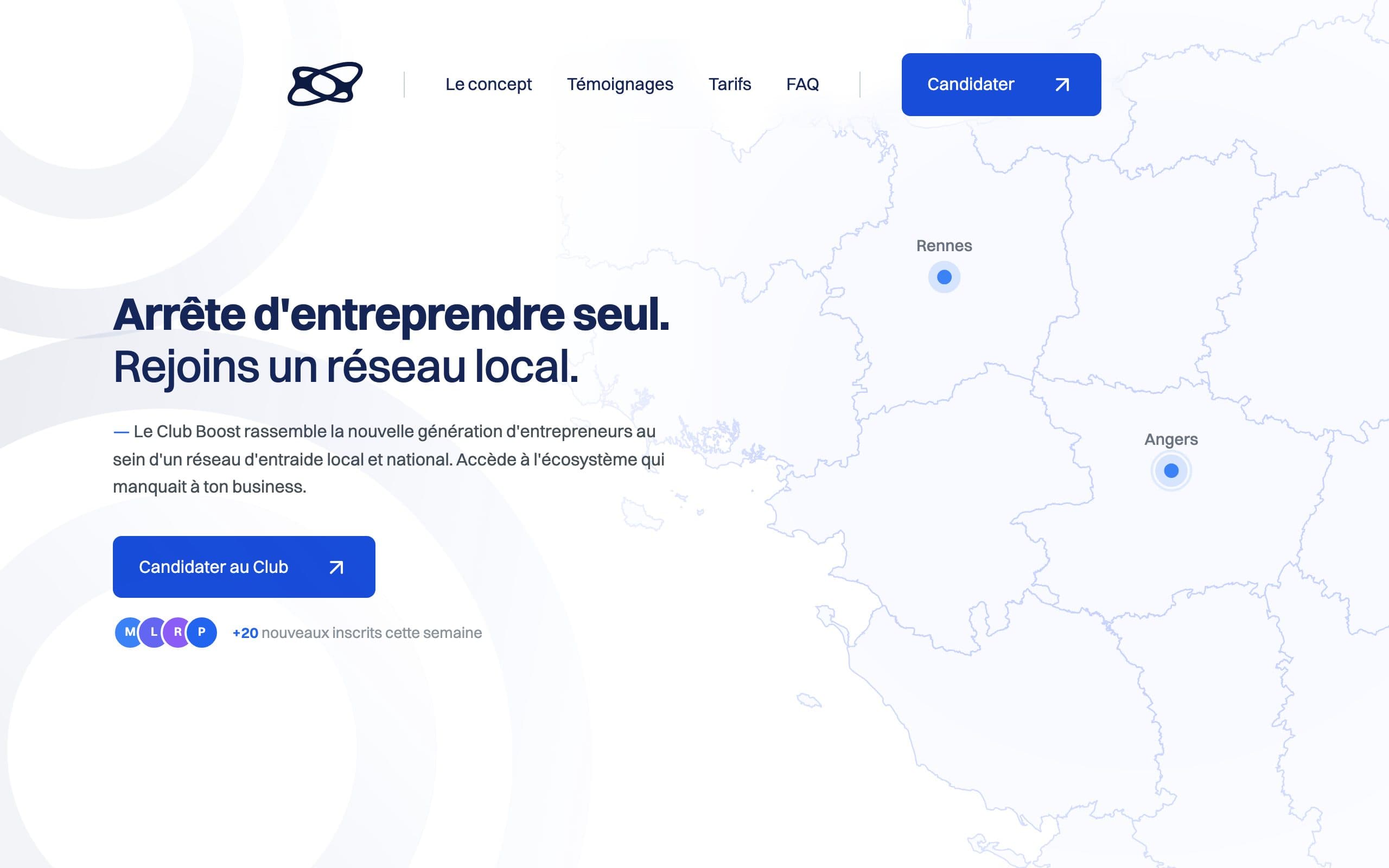 Aperçu de la home du site Boost