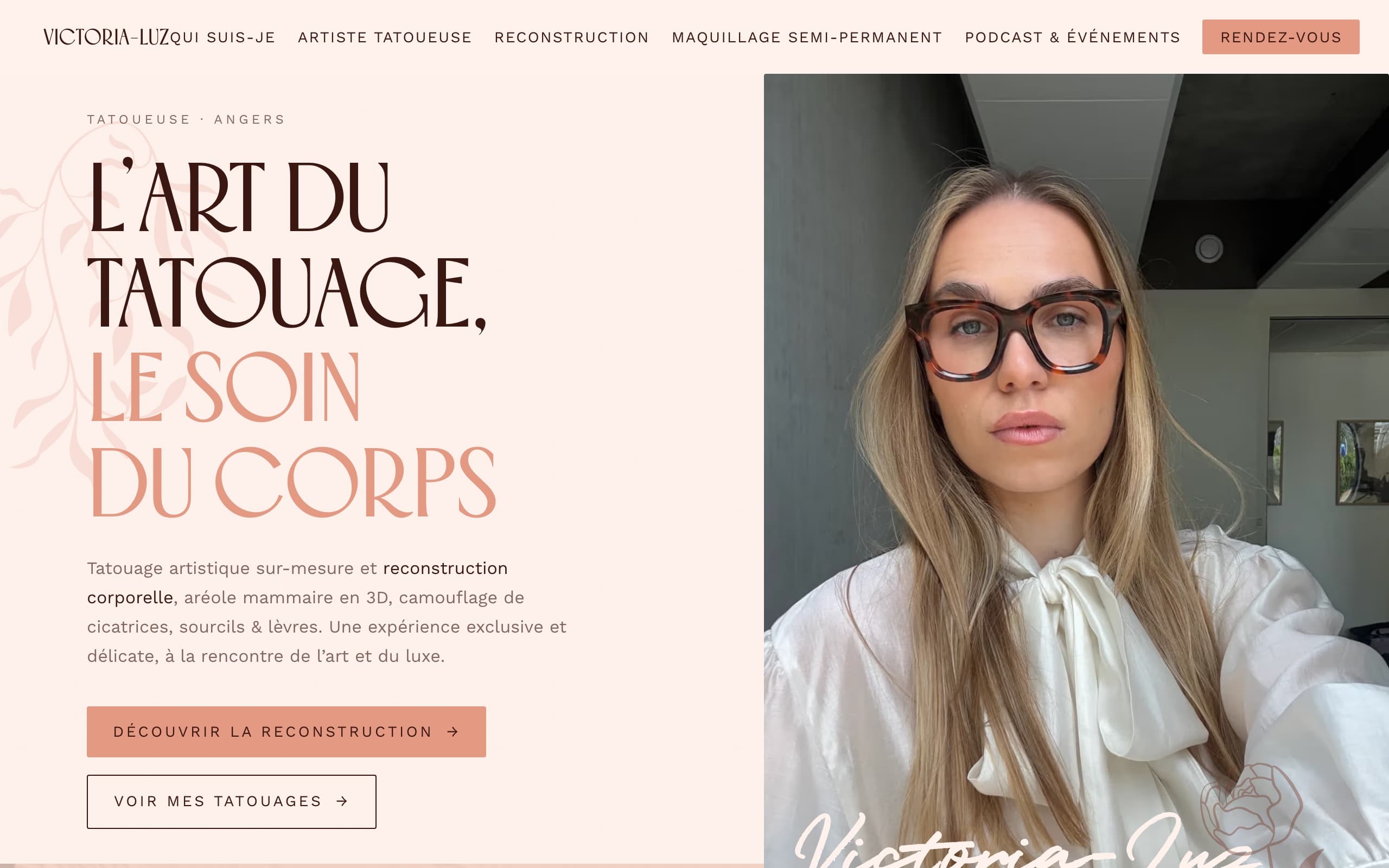 La page d’accueil du site Victoria Luz